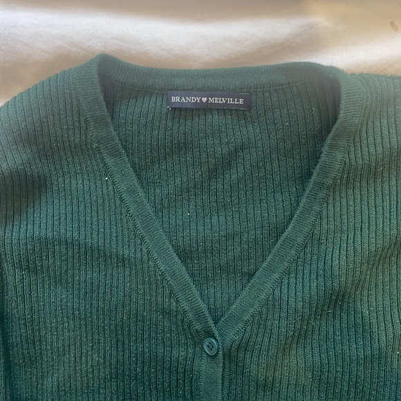 Brandy Melville dark green cardigan button up sweater - Picture 2 of 2